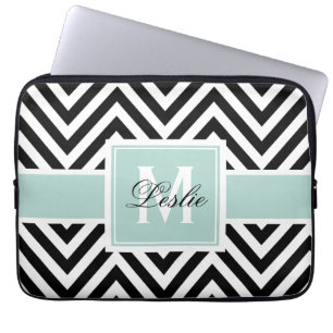 MINTGRÖNT, SVART SPARREMÖNSTERPERSONLIG LAPTOP SLEEVE
