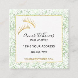 Mintkonfettin pricker guld- ögonfranser fyrkantigt visitkort