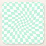 Mintkontrollerna för pastellfärgad Grönt i Retro - Underlägg Papper Kvadrat<br><div class="desc">Perfektens förvrängda utcheckade utformning. Moderna,  förvrängda checkers. Den här trevliga,  psykedeliska designen tar dig till underlandet. Warped checkar in pastel färg. Snurra och vrida,  vrida kontroller,  kontrollerad mönster</div>