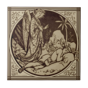 Minton Jacob's Dream Bibeln Antique Repro Sepia Kakelplatta