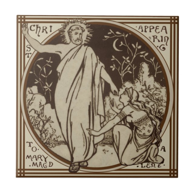 Minton Kristus som dyker upp i Mary Magdalene Repr Kakelplatta (Framsidan)