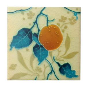 Minton Orange Fruit Gren Majolica c1900 Repro Kakelplatta