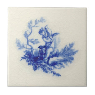 Minton Putti Cherub Sheep Flow Blue c.1875 Repro Kakelplatta