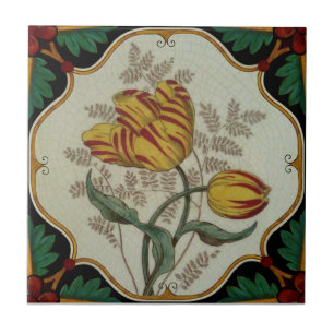 MInton Rembrandt Tulip Hand Färgad Skriv ut Repro Kakelplatta
