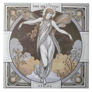 Minton Reproduction Sällsynt Säsong "Vår"-panel Kakelplatta