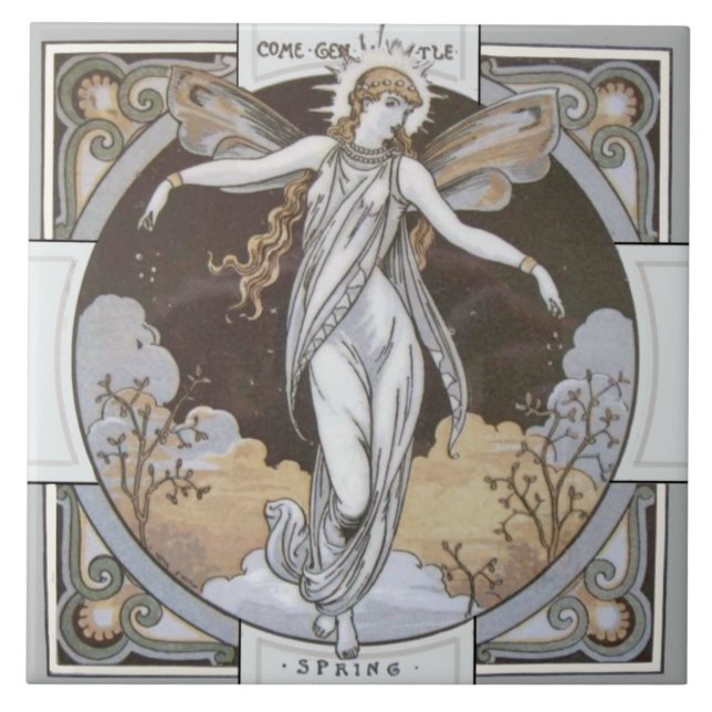 Minton Reproduction Sällsynt Säsong "Vår"-panel Kakelplatta (Framsidan)