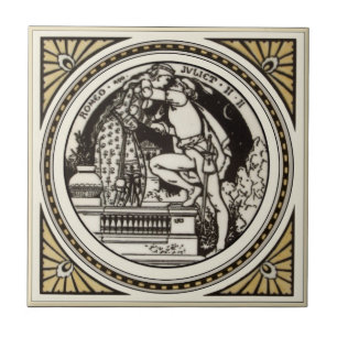 Minton Shakespeare Romeo och Juliet Tile 1870 s Re Kakelplatta