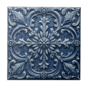 Minton Victorian Fals Relief Blå Reproduktion Kakelplatta