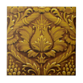 Minton Victorian Faux Relief Antique Guld Repro Kakelplatta