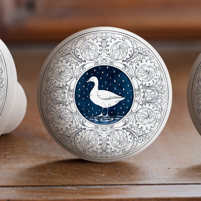 Mintons Goose British Royal Blue Victorian Knopp (Skapare uppladdad)