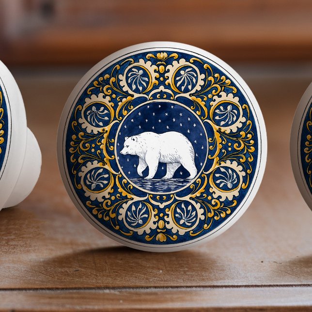 Mintons Grizzly Bear Blue Yellow Victorian Knopp (Skapare uppladdad)