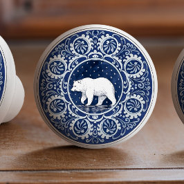Mintons Grizzly Bear British Royal Blue Victorian Knopp