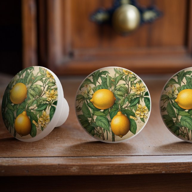 Mintons Lemons Journal Victorian Gult Kitchen Knopp (Skapare uppladdad)