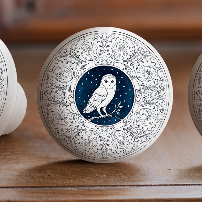 Mintons Owl British Royal Blue Victorian Knopp (Skapare uppladdad)