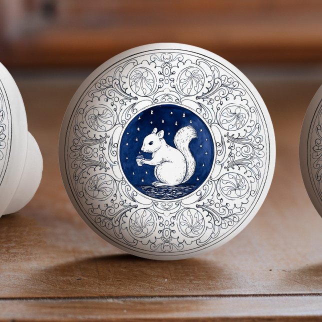 Mintons Squirrel British Royal Blue Victorian Knopp (Skapare uppladdad)