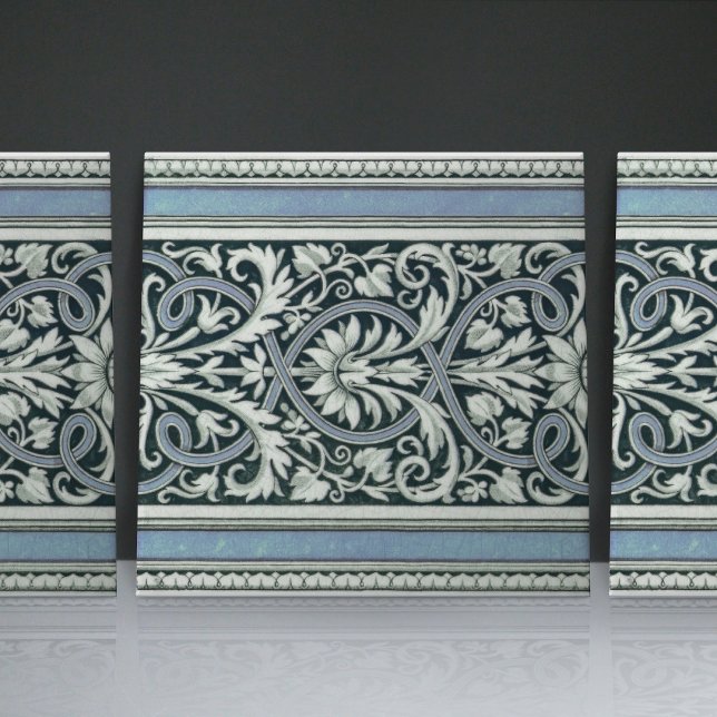 Mintons UK Classical Grecal Blommönster Blue Kakelplatta (Skapare uppladdad)