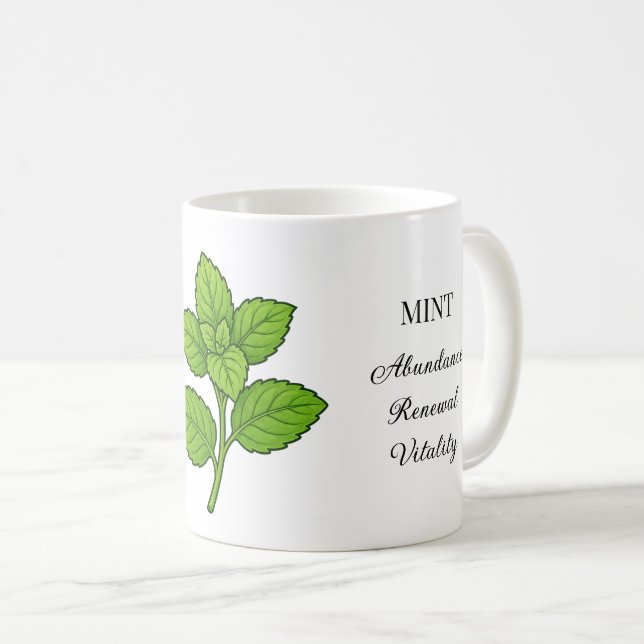 Mintörtsillustration och användningsområden kaffemugg (Framsida höger)