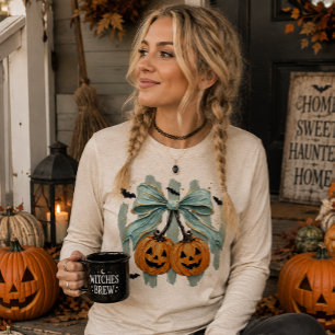 Mintränder & rosett med Jack-o-Lanterns Halloween T Shirt