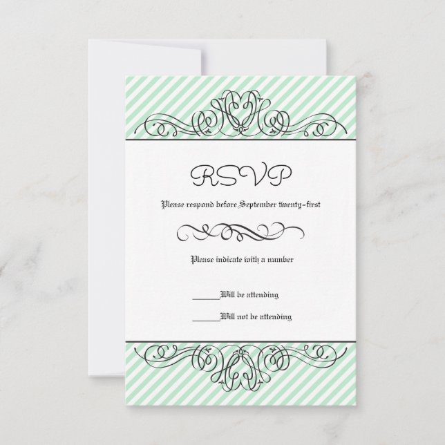 Mintrandig formell blomsterlig flourish - RSVP-kor OSA Kort (Framsida)