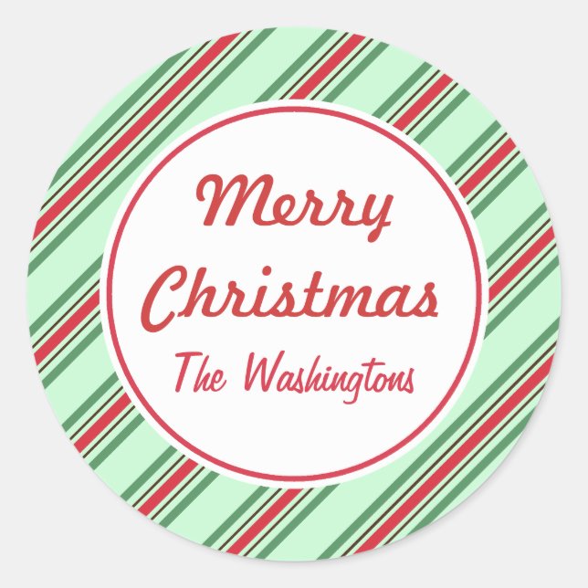 Mintrandiga julsticker runt klistermärke (Framsida)