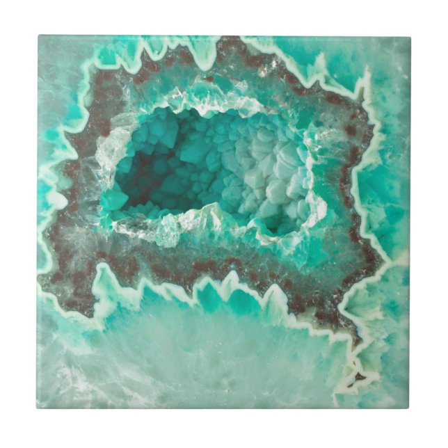 Minty Geode kristaller Kakelplatta (Framsidan)