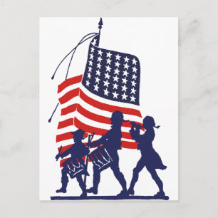 Minute Manar och American Flagga Vykort