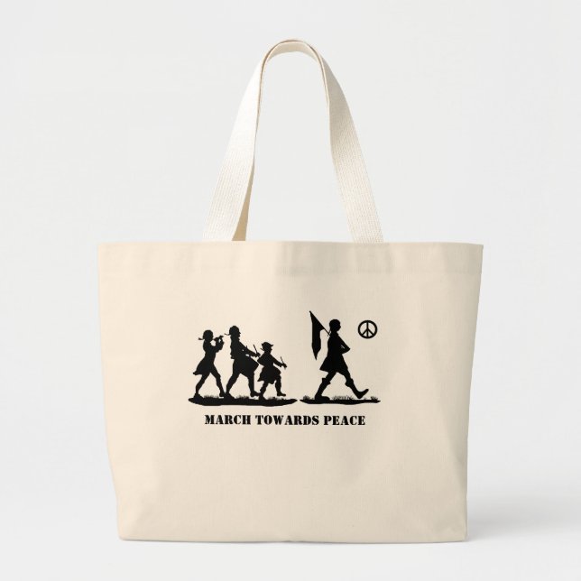 Minutemen Marching Silhouette Patriotic Tote Bag Jumbo Tygkasse (Framsidan)