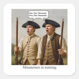 Minutemen under utbildning. fyrkantigt klistermärke