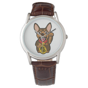 Minuten för miniatyrPinscherchoklad klämmer fast Armbandsur