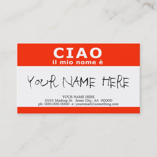 Mio nome e för CIAO il Visitkort (Framsida)