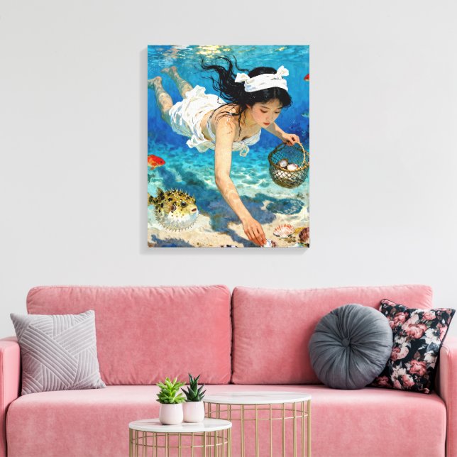 "Mios ökända" - Porträtt vid havet Canvastryck (Insitu (Vardagsrum))