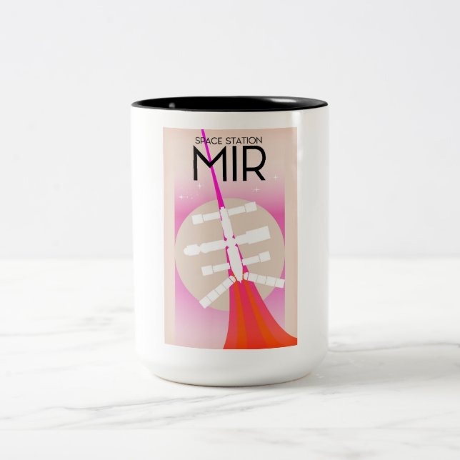 MIR Rysk rymdstationsaffisch Två-Tonad Mugg (Center)