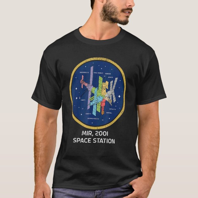 Mir Space Station Modules Sovjet Space Travel Spac T Shirt (Framsida)