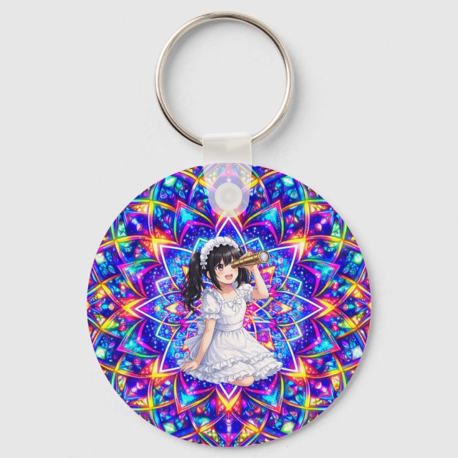 Mirabella im Farbenlicht – Kaleidoskop Mandala  Nyckelring (Framsida)