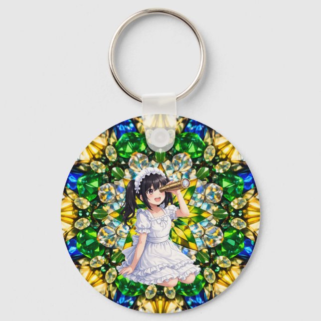 Mirabella in Emerald Light – Kaleidoscope Mandala  Nyckelring (Framsida)