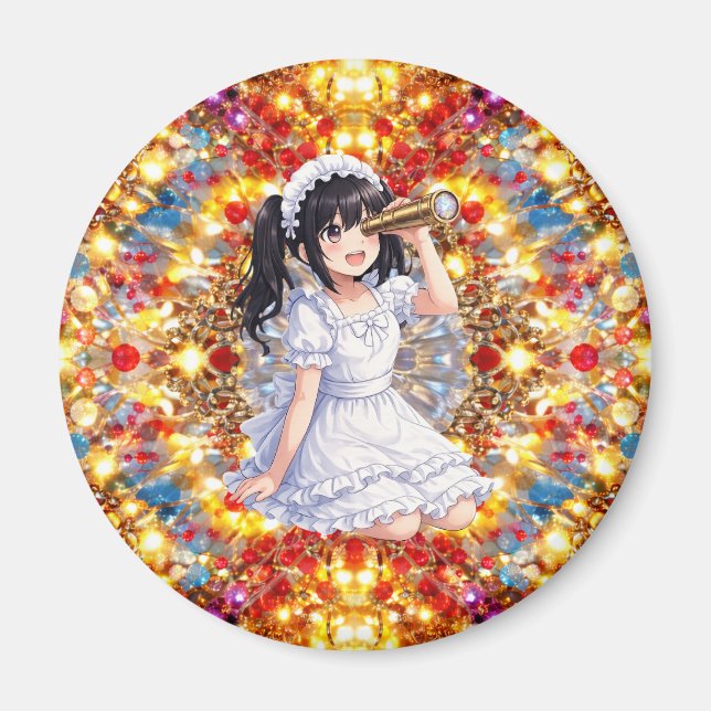 Mirabella in Golden Glow – Kaleidoscope Mandala  Magnet (Framsidan)