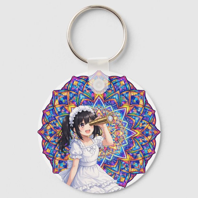 Mirabella in Kaleidoscope Light – Color Mandala  Nyckelring (Framsida)