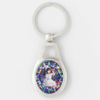 Mirabella in Prism Light – Kaleidoscope Metal  Ovalt Silverfärgad Nyckelring