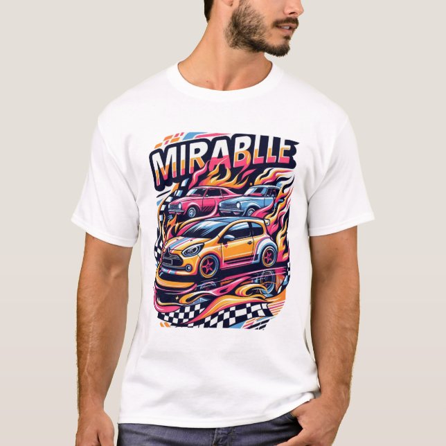 Mirablle Tävla Cars Tee - Vibrant Flames Graphic (Framsida)