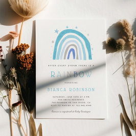 Miracle Baby blue Rainbow Boy Shower Inbjudningar