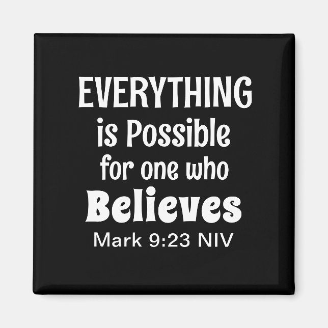 Miracle Bible Verse Christian Faith Black Magnet (Framsidan)