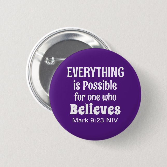 Miracle Bible Verse Christian Faith Lila Knapp (Framsida & baksida)