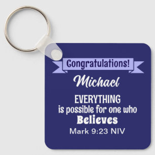 Miracle Bible Verse Christian Faith Mörk blått Nyckelring