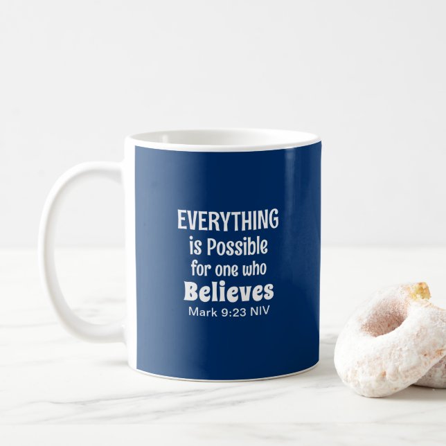 Miracle Bible Verse Christian Faith Navy Blue Kaffemugg (Med munk)