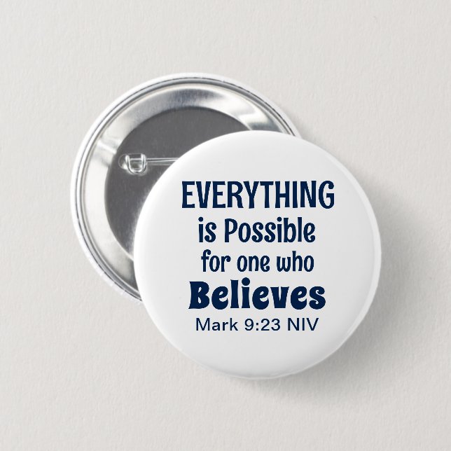 Miracle Bible Verse Christian Faith Navy Blue Knapp (Framsida & baksida)
