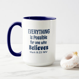 Miracle Bible Verse Christian Faith Navy Blue Mugg
