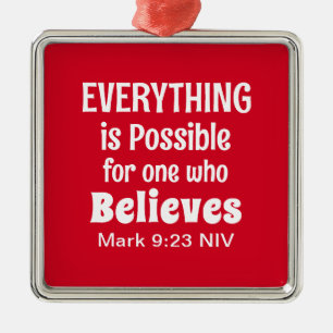 Miracle Bible Verse Christian Faith Red Julgransprydnad Metall