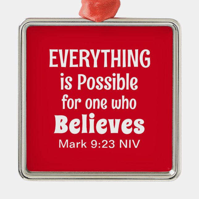 Miracle Bible Verse Christian Faith Red Julgransprydnad Metall (Framsidan)