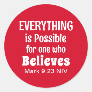 Miracle Bible Verse Christian Faith Red Runt Klistermärke