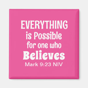 Miracle Bible Verse Christian Faith Rosa Magnet